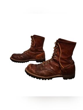 Vintage Irish Setter Red Wing Leather Lace-Up Combat Boots 10D, Vibram Soles